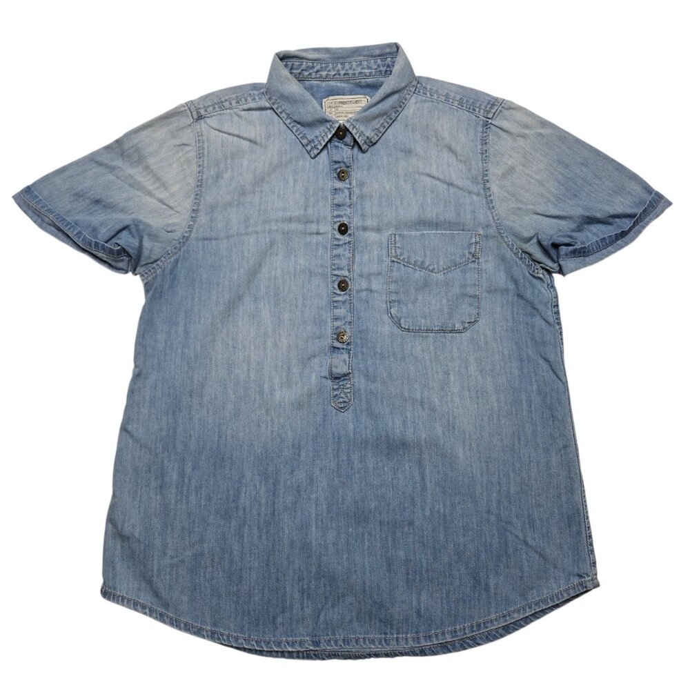 Current Elliott Top‎ Womens 1 Small Blue Chambray Denim The Popover Boho Shirt